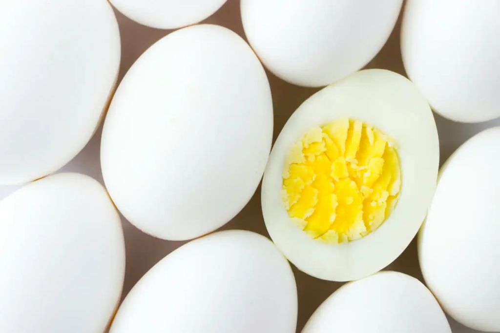 Hard-boiled eggs — a protein-rich, low-glycemic breakfast choice that supports muscle and satiety.